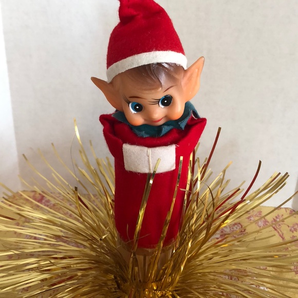 Vintage Christmas elf centerpiece or on top of Christmas tree - Picture 3 of 8